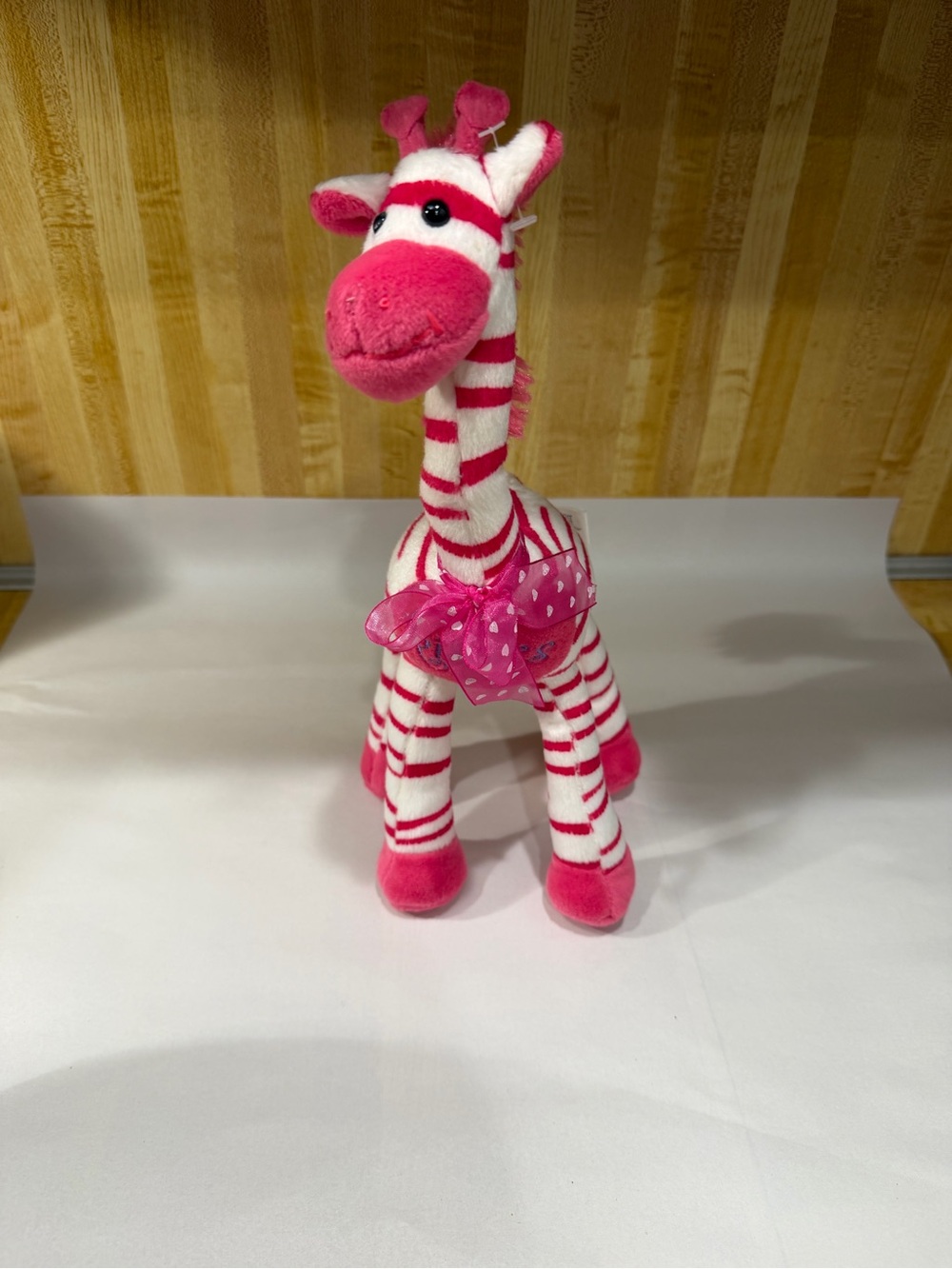 Vintage Burton/ Burton Plush Pink & White Striped Giraffe Stuffed Toy